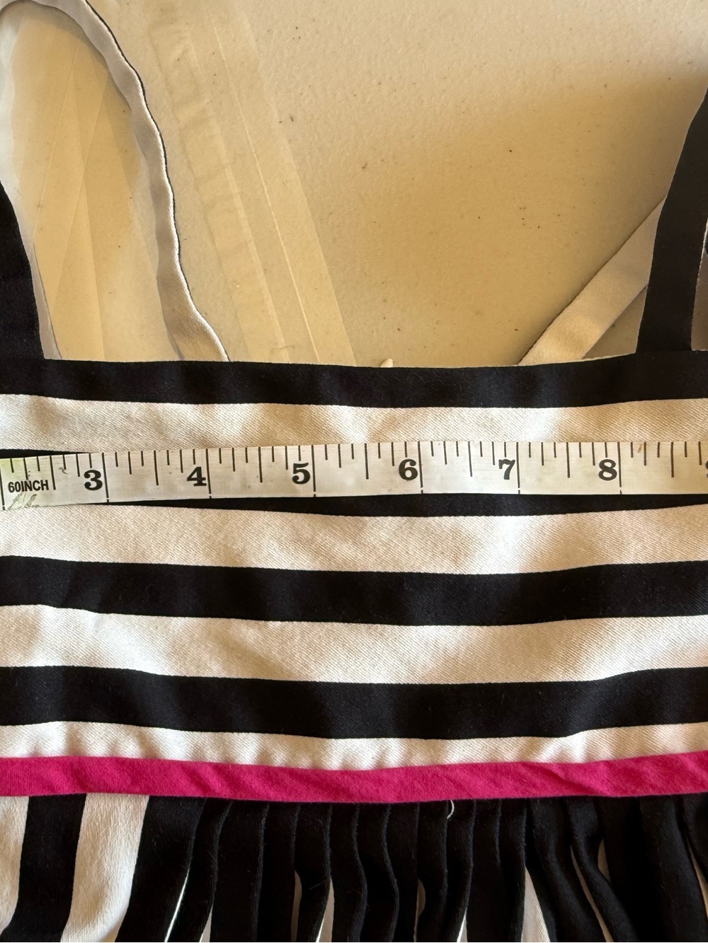Helena Black & White Striped Off-Shoulder Dress with Pink Waistband - Picture 4 of 6